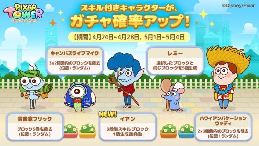 画像ギャラリー No.007のサムネイル画像 / 「LINE:ピクサー タワー 〜おかいものパズル〜」,大型アップデートでスキル付き店長キャラ登場。200万ダウンロード記念キャンペーンも
