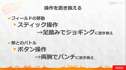 画像ギャラリー No.008のサムネイル画像 / ［CEDEC 2020］ 「リングフィット アドベンチャー」のセッションをレポート。“混ぜると危険”なゲームとフィットネスを両立させた苦労と工夫