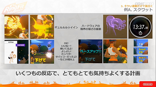 画像ギャラリー No.055のサムネイル画像 / ［CEDEC 2020］ 「リングフィット アドベンチャー」のセッションをレポート。“混ぜると危険”なゲームとフィットネスを両立させた苦労と工夫