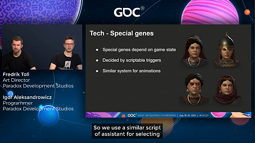 画像ギャラリー No.015のサムネイル画像 / ［GDC 2021］「Crusader Kings III」の“遺伝”システムとキャラクターグラフィックスの自動生成について，技術とアートの両面から解説