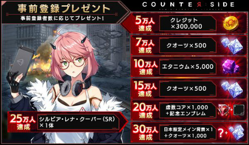 画像ギャラリー No.001のサムネイル画像 / 「COUNTER: SIDE」の事前登録受け付けがApp StoreやGoogle Playなどで開始。登録者25万人達成で登場キャラの1人，シルビアをもらえる