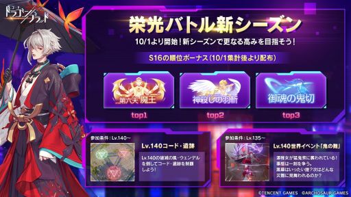 画像ギャラリー No.001のサムネイル画像 / 「コード：ドラゴンブラッド」栄光バトルの新シーズン情報が公開。新シーズンは10月1日から開催