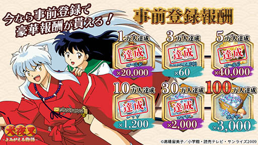 画像ギャラリー No.005のサムネイル画像 / 「犬夜叉 −よみがえる物語−」の正式サービス開始日時が3月5日14：00に決定。先行プレイアンケートの結果も公開に