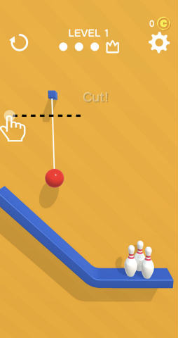 画像ギャラリー No.001のサムネイル画像 / ロープを切ってストライク! スマホ向けパズル「Rope Bowling」を紹介する「(ほぼ)日刊スマホゲーム通信」第2230回