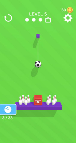 画像ギャラリー No.006のサムネイル画像 / ロープを切ってストライク! スマホ向けパズル「Rope Bowling」を紹介する「(ほぼ)日刊スマホゲーム通信」第2230回