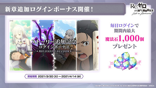 画像ギャラリー No.006のサムネイル画像 / 「リゼロス」，4月以降に新コンテンツ“心想の迷宮”や新たなショートストーリーが実装予定。配信半年記念の特番で発表された新情報を一挙掲載