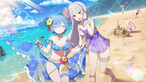 画像ギャラリー No.002のサムネイル画像 / 「リゼロス」初のストーリーイベント「リゼロス・サマーパーティー(前半)」を先行プレイ。エミリアやレムたちの水着姿がまぶしい