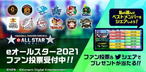 画像ギャラリー No.001のサムネイル画像 / 「パワプロ」eオールスター2021の詳細情報が発表。ファン投票受付を開始