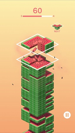 画像ギャラリー No.005のサムネイル画像 / 立体的な落ちものパズル。「Juicy Stack」を紹介する「(ほぼ)日刊スマホゲーム通信」第2304回