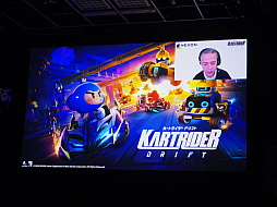 画像ギャラリー No.006のサムネイル画像 / 「カートライダー ドリフト」正式サービス開始記念発表会レポート。髙橋ひかるさんとスピードワゴンがレースで対決！
