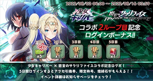 画像ギャラリー No.005のサムネイル画像 / 「少女キャリバー.io」，1.5周年記念キャンペーンが開催に。「密室のサクリファイス」のコラボは2ループ目に突入