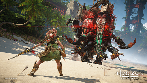 画像ギャラリー No.005のサムネイル画像 / 「Horizon Forbidden West」の最新ゲームプレイ映像が公開。主人公アーロイがさまざま武器やアビリティで敵や機械獣と戦うシーンを収録