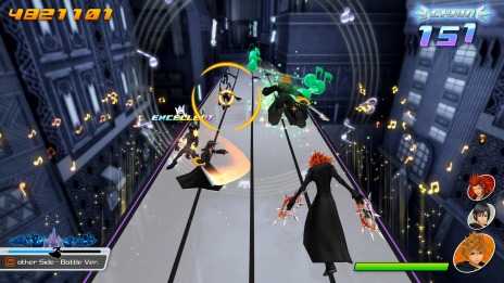 画像ギャラリー No.016のサムネイル画像 / 「KINGDOM HEARTS Melody of Memory」の基本操作や各モードの情報が公開。シオン，ロクサス，アクセルのパーティーが登場