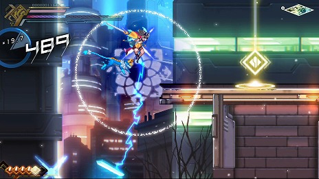 画像ギャラリー No.013のサムネイル画像 / 「蒼き雷霆 ガンヴォルト 鎖環」，MV“軌跡（マーカー）”を公開。ビル群を駆け抜けるミッションや，ボス「B.B.」の情報も明らかに