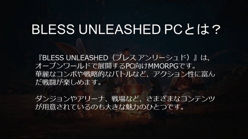 画像ギャラリー No.002のサムネイル画像 / PC向けMMORPG「BLESS UNLEASHED」実機ゲームプレイ実況&コンテンツ説明会をレポート。初公開の日本語クライアントで見た最新情報を紹介
