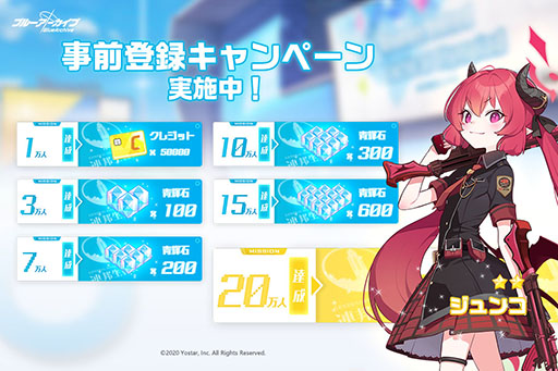 画像ギャラリー No.002のサムネイル画像 / 「ブルーアーカイブ -Blue Archive-」の事前登録が受け付け開始に。登録者数20万人突破で★2キャラ“ジュンコ”を配付