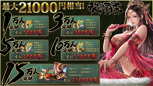 画像ギャラリー No.004のサムネイル画像 / 「龍の覇業〜三国英雄伝」の事前登録者数が1万人を突破。Amazonギフトが当たるTwitterキャンペーンが開催