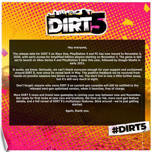 画像ギャラリー No.001のサムネイル画像 / PC/PS4/Xbox One「Dirt 5」の発売日が11月6日に延期。早期アクセスの開始は11月3日に