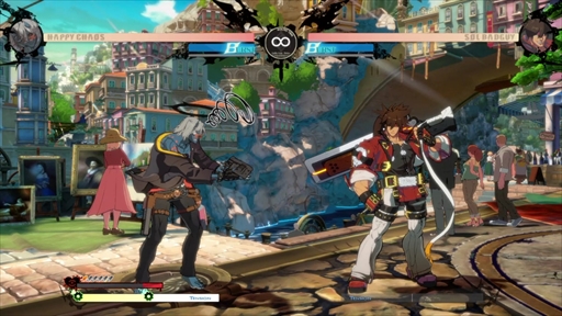 画像ギャラリー No.006のサムネイル画像 / 「GUILTY GEAR -STRIVE-」,ハッピーケイオスのプレイフィールをお届け。銃を使った強力なラッシュが特徴のテクニカルファイター