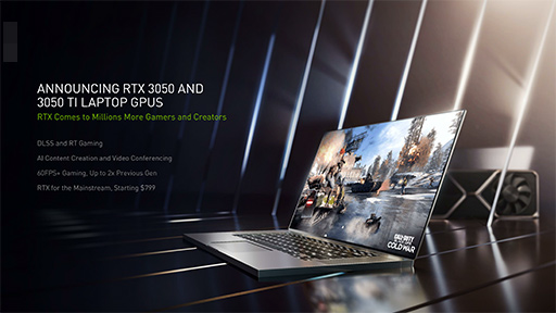 画像ギャラリー No.002のサムネイル画像 / NVIDIA，ノートPC向けGPU「GeForce RTX 3050 Ti/3050」を発表。エントリー市場向けノートPCでもレイトレ＆DLSSが利用可能に