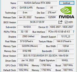 画像ギャラリー No.018のサムネイル画像 / Palit製RTX 3050搭載カード「GeForce RTX 3050 StormX OC」レビュー。5〜6万円台で買えるGeForce RTX 30シリーズとして魅力的