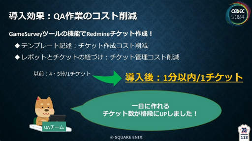 画像ギャラリー No.021のサムネイル画像 / 「FF16」の開発・デバッグを支えたシステム“GameSurvey”とは？　導入の経緯から機能の解説，成果が語られたセッションをレポート［CEDEC 2024］