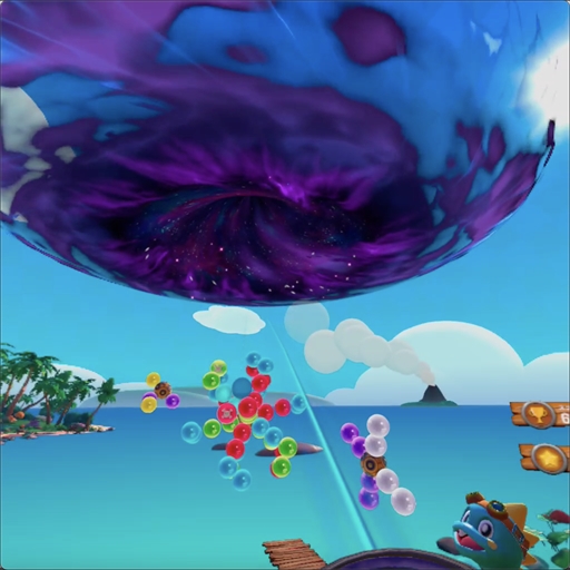 画像ギャラリー No.012のサムネイル画像 / 「パズルボブルVR バケーション・オデッセイ」インプレッション。VR空間で立体的なバブルの塊を次々に割っていく爽快感を味わえる