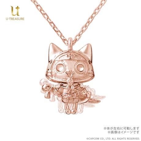 画像ギャラリー No.002のサムネイル画像 / 「モンスターハンター」シリーズ，オトモアイルー＆オトモガルクのピンクゴールドコーティングVer.ネックレス発売開始
