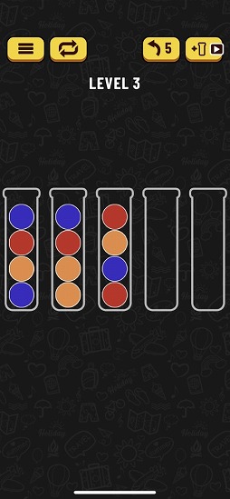 画像ギャラリー No.002のサムネイル画像 / 同じ色のボールをチューブに並べよう。パズルゲーム「ボールソートパズル」を紹介する「（ほぼ）日刊スマホゲーム通信」第2407回