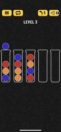 画像ギャラリー No.004のサムネイル画像 / 同じ色のボールをチューブに並べよう。パズルゲーム「ボールソートパズル」を紹介する「（ほぼ）日刊スマホゲーム通信」第2407回