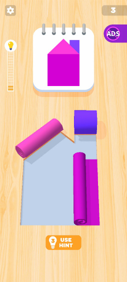 画像ギャラリー No.003のサムネイル画像 / カラーペーパーを見本どおりに敷く。スマホ向けパズル「Color Roll 3D」を紹介する「（ほぼ）日刊スマホゲーム通信」第2423回