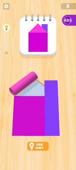 画像ギャラリー No.004のサムネイル画像 / カラーペーパーを見本どおりに敷く。スマホ向けパズル「Color Roll 3D」を紹介する「（ほぼ）日刊スマホゲーム通信」第2423回