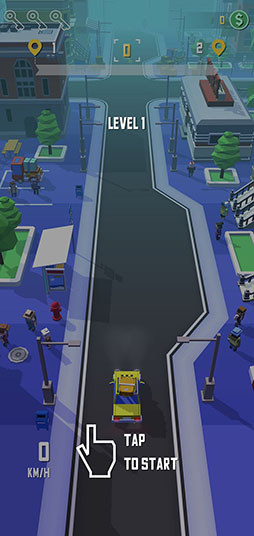 画像ギャラリー No.001のサムネイル画像 / 道路を爆走して乗客を送り届けよう。スマホ向けカーアクション「タクシーラン」を紹介する「(ほぼ)日刊スマホゲーム通信」第2436回