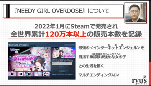 画像ギャラリー No.004のサムネイル画像 / ［CEDEC 2023］あの話題作はいかにして売れたのか。「インディーゲームが100万本売れるまで：『NEEDY GIRL OVERDOSE』の販売データから」聴講レポート