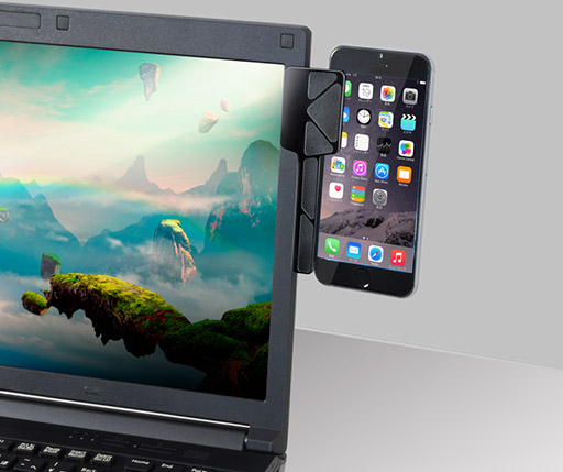 画像ギャラリー No.002のサムネイル画像 / センチュリー，ノートPCにスマートフォンを装着できるクリップを発売