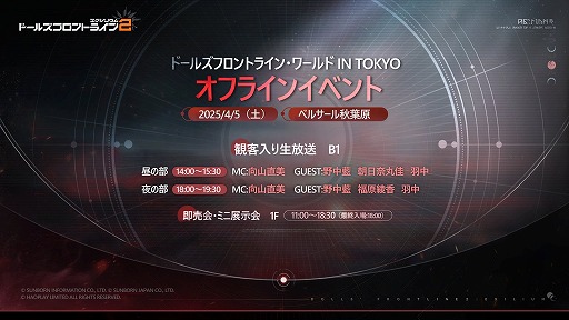画像ギャラリー No.002のサムネイル画像 / 「ドルフロ」リアルイベント「ドールズフロントライン・ワールド in Tokyo」が秋葉原で4月5日開催へ。グッズ販売や公開生放送を実施予定