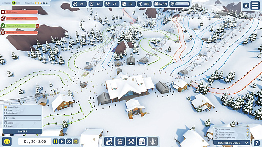 画像ギャラリー No.003のサムネイル画像 / スキーリゾート経営シム「Snowtopia: Ski Resort Tycoon」のアーリーアクセス版がリリース。丸太小屋で雰囲気重視か,それとも近代建築で収容力をアップさせるか?