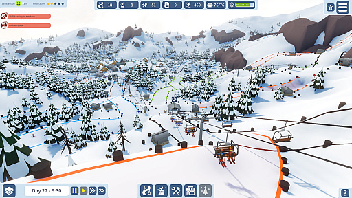 画像ギャラリー No.004のサムネイル画像 / スキーリゾート経営シム「Snowtopia: Ski Resort Tycoon」のアーリーアクセス版がリリース。丸太小屋で雰囲気重視か,それとも近代建築で収容力をアップさせるか?