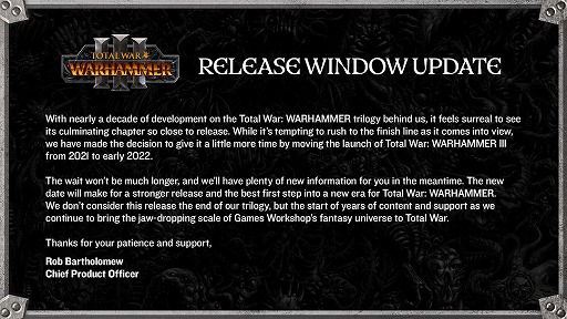 画像ギャラリー No.001のサムネイル画像 / 「Total War: WARHAMMER III」の発売日が2022年初頭に延期