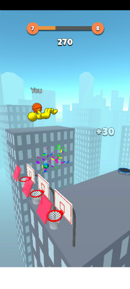 画像ギャラリー No.002のサムネイル画像 / トランポリンからジャンプシュート! スマホ向けアクション「Jump Dunk 3D」を紹介する「(ほぼ)日刊スマホゲーム通信」第2516回