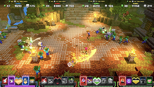 画像ギャラリー No.004のサムネイル画像 / アーケード版「Minecraft Dungeons」が北米でテスト中。4人協力プレイに対応，武器やペット，スキンなどは物理カードをスキャンして装備