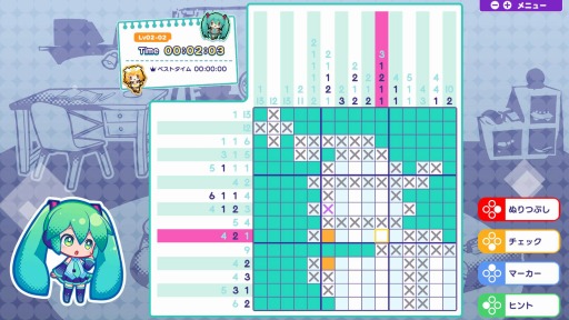 画像ギャラリー No.002のサムネイル画像 / Switch「初音ミク ロジックペイントS」が本日リリース。ボーカロイドといっしょに数字がヒントのパズルゲームに挑戦