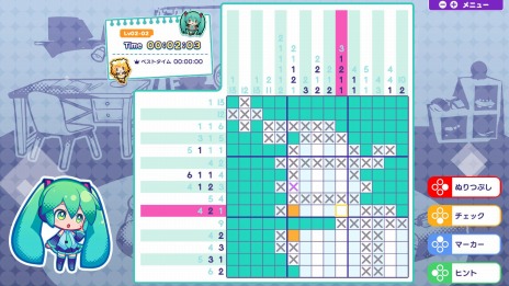 画像ギャラリー No.005のサムネイル画像 / Switch「初音ミク ロジックペイントS」が本日リリース。ボーカロイドといっしょに数字がヒントのパズルゲームに挑戦