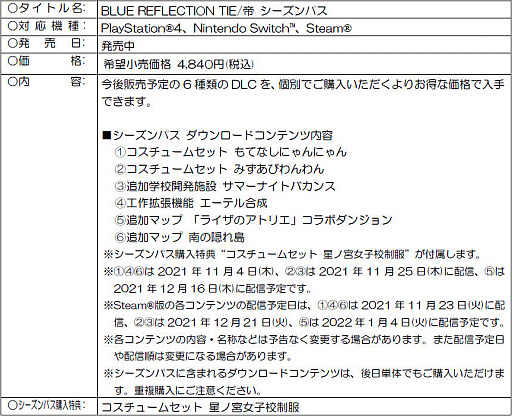 画像ギャラリー No.016のサムネイル画像 / 「BLUE REFLECTION TIE/帝」，新衣装やデートイベントが追加される有料DLC第2弾が配信