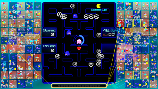 画像ギャラリー No.005のサムネイル画像 / パックマンのバトロワ「PAC-MAN 99」をさっそくプレイ。アイテムを取得するタイミングや強化システムの使い分けが勝敗を分ける