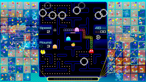 画像ギャラリー No.008のサムネイル画像 / パックマンのバトロワ「PAC-MAN 99」をさっそくプレイ。アイテムを取得するタイミングや強化システムの使い分けが勝敗を分ける