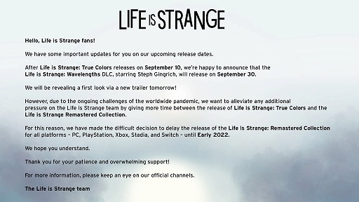 画像ギャラリー No.001のサムネイル画像 / 「Life is Strange Remastered Collection」の発売時期が2022年初頭に延期