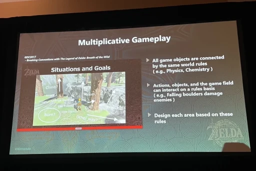 画像ギャラリー No.004のサムネイル画像 / ［GDC 2024］「ゼルダの伝説　ティアーズ オブ ザ キングダム」の自由な遊びは，現実的な物理のルールで世界ができていたからだった