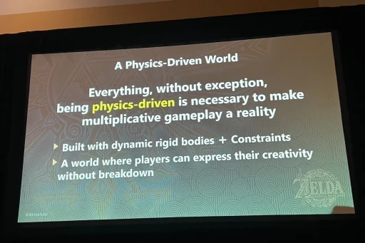 画像ギャラリー No.019のサムネイル画像 / ［GDC 2024］「ゼルダの伝説　ティアーズ オブ ザ キングダム」の自由な遊びは，現実的な物理のルールで世界ができていたからだった