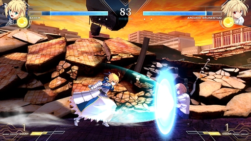 画像ギャラリー No.008のサムネイル画像 / 「MELTY BLOOD: TYPE LUMINA」にFateシリーズからセイバーが参戦。リーチとスピードを生かした真っ向勝負を得意とするキャラクター